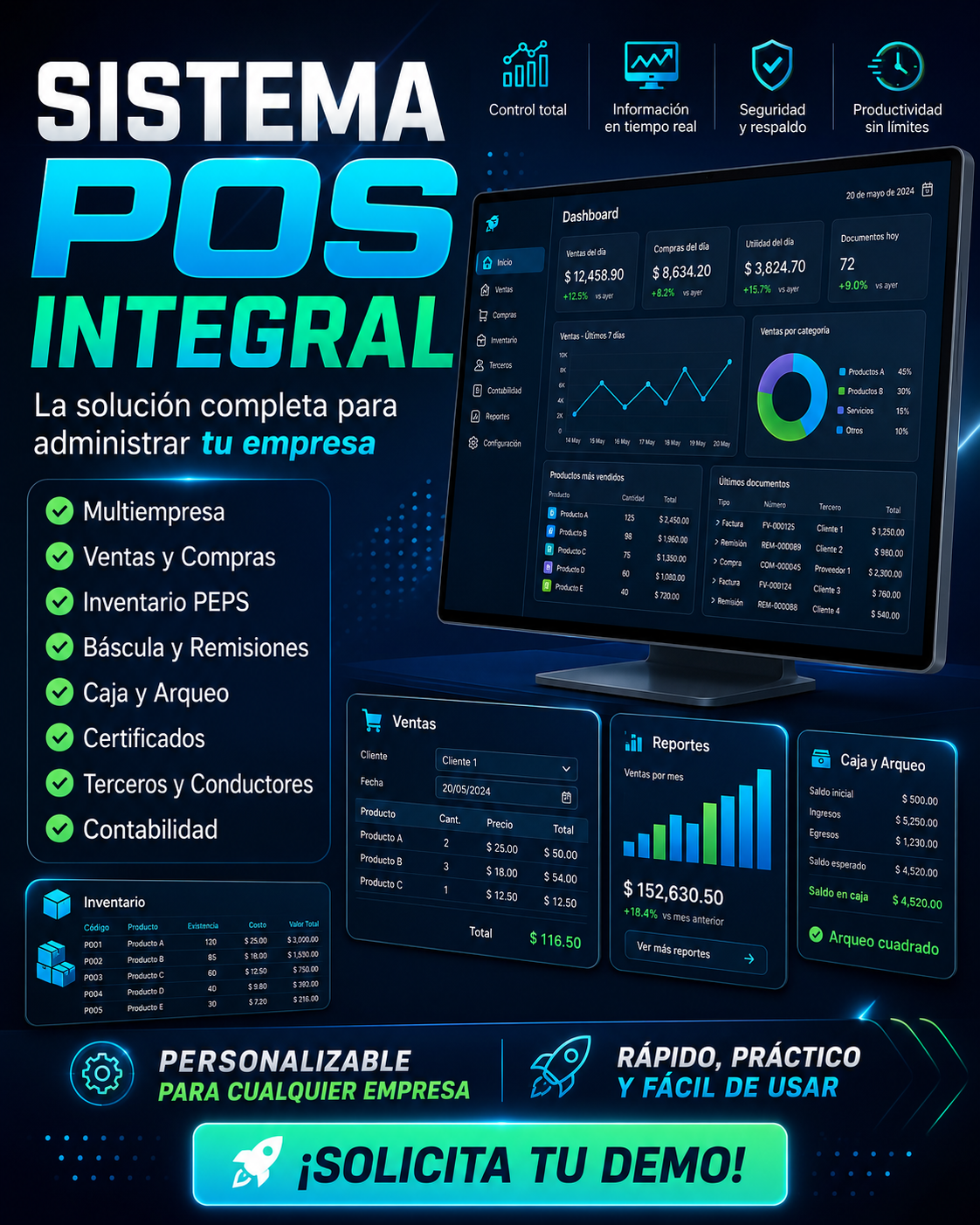 Sistema POS Integral para ventas, inventario, caja y comercios