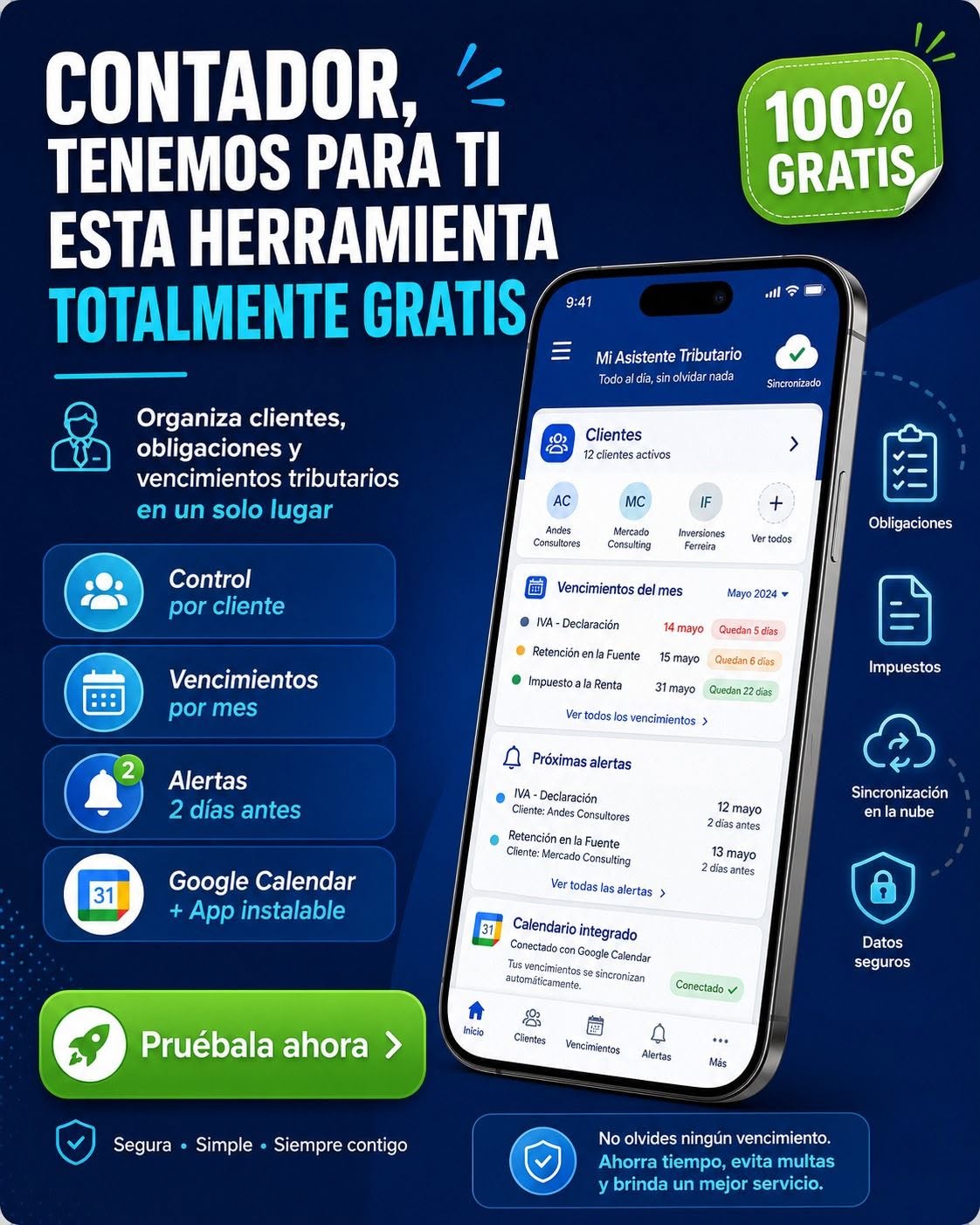 Calendario tributario para contadores, vencimientos y alertas