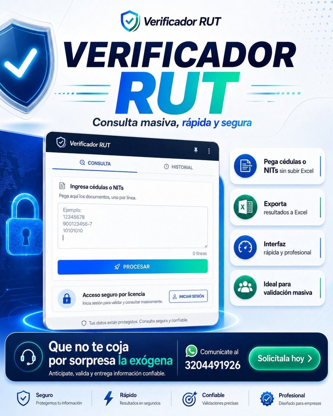 Verificador RUT para consultas masivas de cédulas y NIT